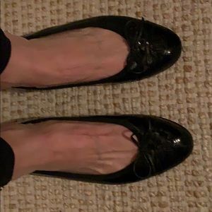 Chanel patent leather black ballet flats